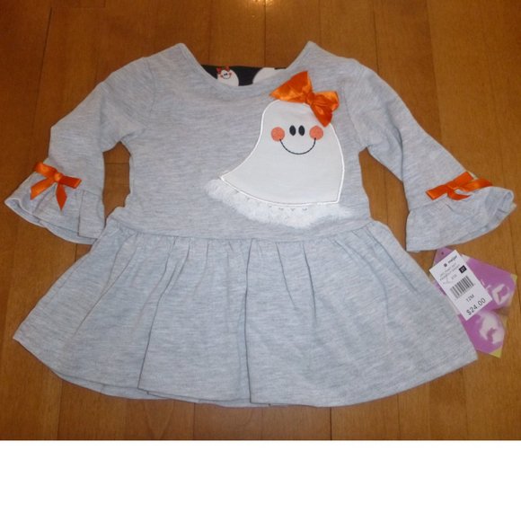 Baby Girls Halloween Friendly GHOST Outfit Tunic Leggings Size 12 mo  NWT - Picture 3 of 5